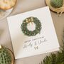 Personalised Wreath Christmas Card For Aunty And Uncle, thumbnail 1 of 7