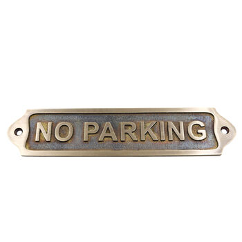Personalised No Parking Brass Plaque With Vintage Finish, 5 of 12