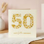 Personalised Love Hearts Gold 50th Anniversary Card, thumbnail 2 of 10