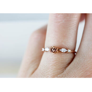 Rose And Diamonds Ring Gold/Rose Gold/White Gold, 4 of 11