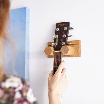 Wall Mounted Solid Oak Guitar And Plectrum Stand, 7 of 11