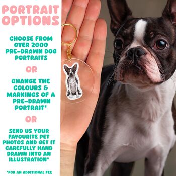 Custom Staffy Terrier Dog Chest Portrait Heart Keychain, 5 of 6