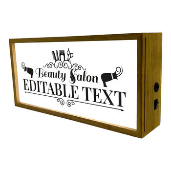 Personalised Wooden Light Box Beauty Salon Sign, 2 of 4