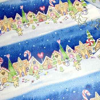 Gingerbread Village Festive Wrapping Paper, 5 of 6