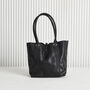 Buttery Soft Black Leather Tote Bag With Optional Personalisation, thumbnail 5 of 6