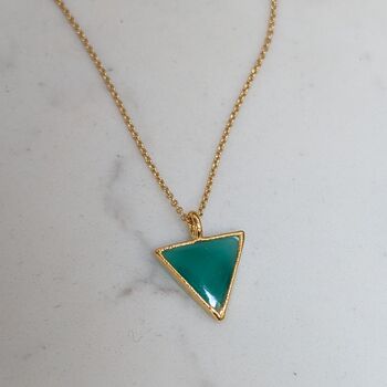 The Triangle Green Onyx Necklace, Gold Plated, 4 of 7
