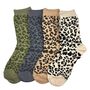 Khaki Green Leopard Print Socks, thumbnail 2 of 3