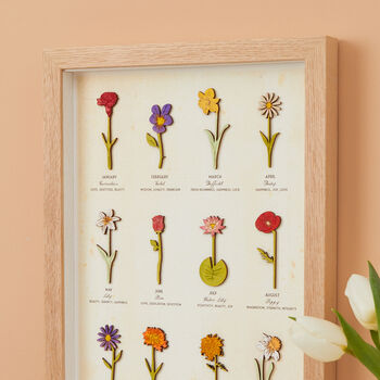 Flowers Of The Month Framed 3D Wall Art, 3 of 5
