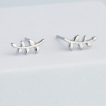 Sterling Silver Curved Branch Stud Earrings, 2 of 5