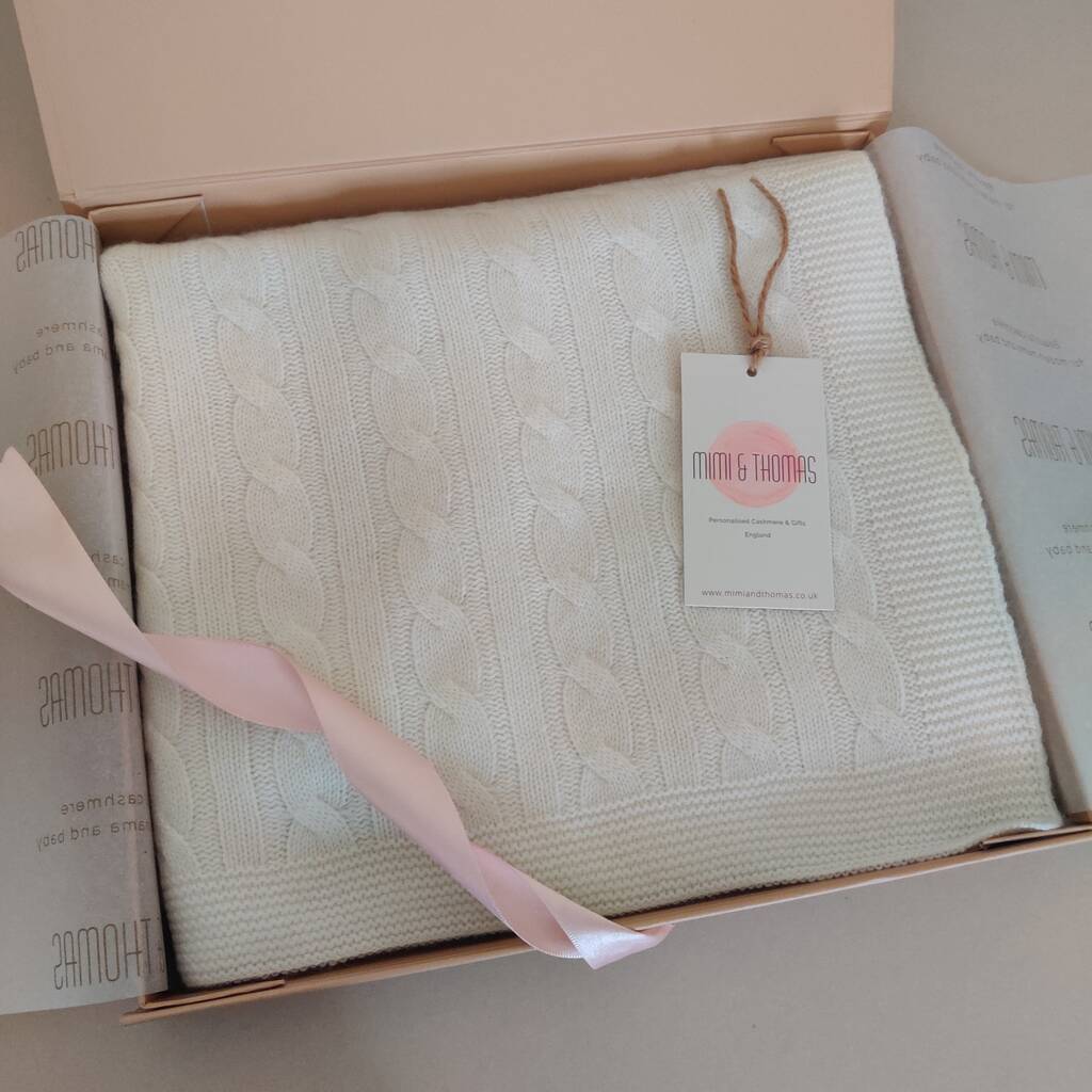 Personalised Pure Cashmere Baby Blanket Gift Boxed, 1 of 12