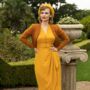 Mabel Dress In Mustard Vintage 1940s Style, thumbnail 2 of 2
