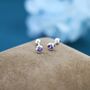 Tiny Amethyst Purple Cz Barbell Earrings, thumbnail 3 of 9