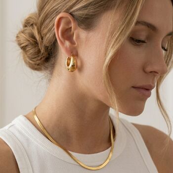 Chunky U Shape Hoops Gold Non Tarnish Waterproof, 4 of 10