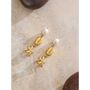 Cannes D'or Gold Pearl Vintage Sea Dangle Earrings, thumbnail 4 of 4