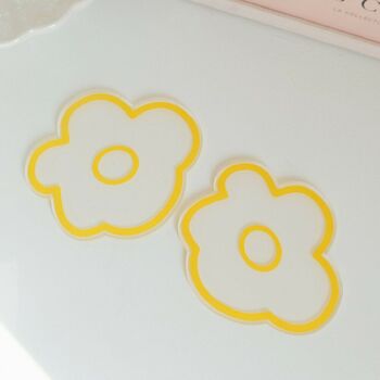 Flower Floral Transparent Coasters Pink And Yellow, 3 of 4
