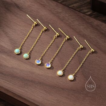 Moonstone With Chain Dangle Stud Earrings, 6 of 12