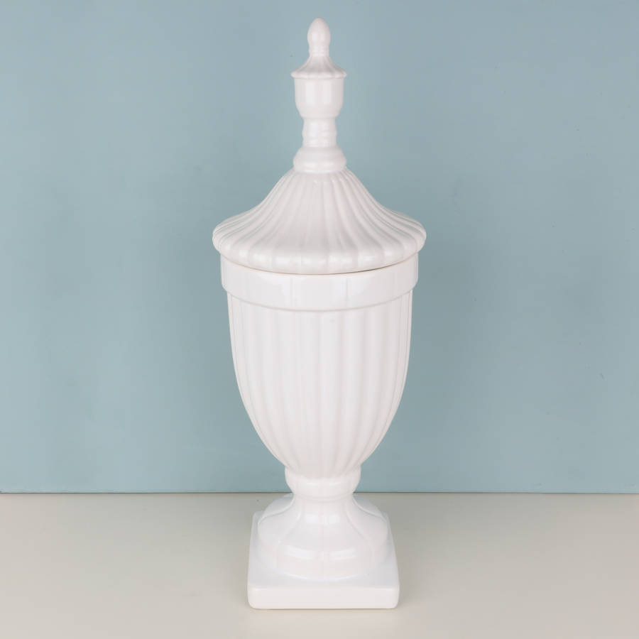 white ceramic scandi decorative urn by dibor