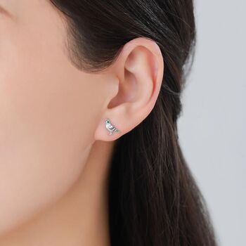 Mismatched Seagull And Pigeon Stud Earrings In Sterling Silver, 3 of 12