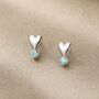 Birthday Birthstone Sterling Silver Heart Stud Earrings, thumbnail 4 of 9