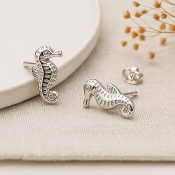 Sterling Silver Seahorse Stud Earrings – 13mm, 9 of 9