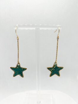 Minimal Festive Drop Green Star Earrings, 7 of 7