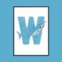 W For Whale Children's Initial Print, thumbnail 3 of 3