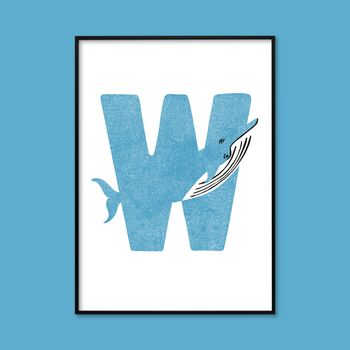 W For Whale Children's Initial Print, 3 of 3