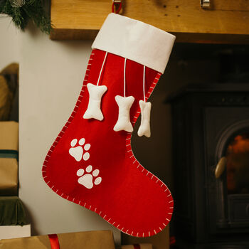 Personalised Dog Paw Bones Doggy Christmas Stocking, 2 of 8