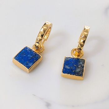 The Square Lapis Lazuli Gold Plated Gemstone Earrings, 5 of 5