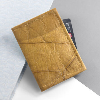 Vegan Teak Leaf Leather Folding Card Holder, 6 of 7