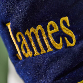 Personalised Moonlight Blue Velvet Christmas Stocking, 4 of 8