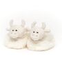 Personalised, Cream Highland Cow Newborn Slippers, thumbnail 4 of 5