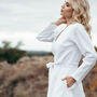 Long Linen Wrap Dress With Long Sleeves, thumbnail 10 of 11