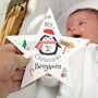 Personalised 1st Christmas Penguin Star Decoration, thumbnail 1 of 4