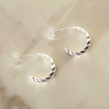 Sterling Silver Braided Hoop Stud Earrings, 4 of 5