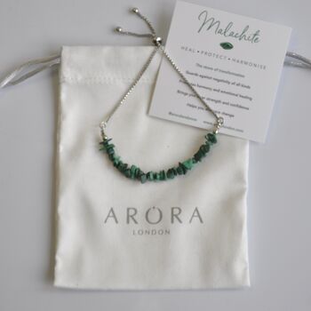 Malachite Crystal Slider Bracelet Silver Plated Chain, 3 of 4