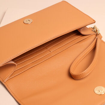 Vegan Leather Clutch Bag In Tan, 2 of 2