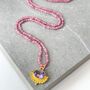 Pink Tourmaline Beaded Necklace With Amethyst Pendant, thumbnail 1 of 4