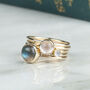 Solid 9ct Gold Labradorite, Rose Quartz And Moonstone Stacking Rings, thumbnail 1 of 7