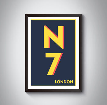 N7 Holloway, Islington London Postcode Art Print, 8 of 10