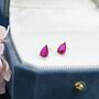 Sterling Silver Ruby Pink Droplet Stud Earrings, thumbnail 2 of 12
