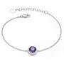 Round Amethyst 925 Sterling Silver Bracelet, thumbnail 3 of 5