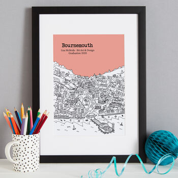 Personalised Bournemouth Graduation Gift Print, 6 of 9