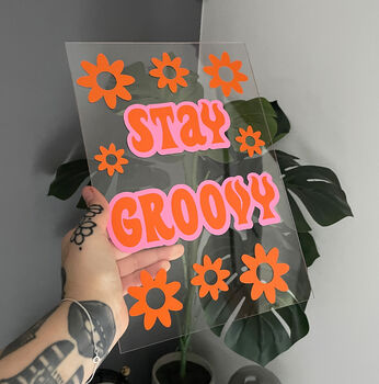 Stay Groovy Clear Acrylic Vinyl Plaque Decor, 8 of 9