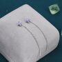 Sterling Silver Purple Hydrangea Flower Cz Threader Earrings, thumbnail 3 of 11