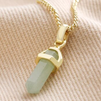 Green Aventurine Crystal Point Pendant Necklace, 6 of 11