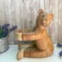 Carved Wooden Teddy Bear Wine Bottle Holder, thumbnail 6 of 8