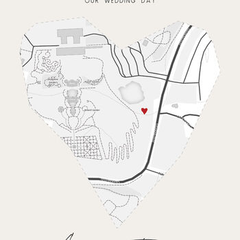 Personalised Wedding Venue Map Heart Print, 3 of 4