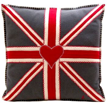 Large Union Jack Cushion In Hand Embroidered Wool, 3 of 5