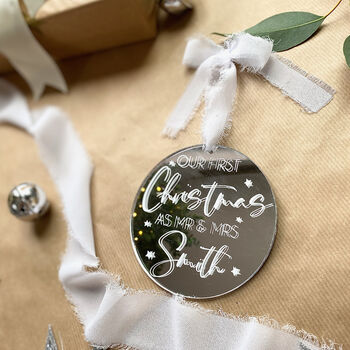 Personalised 'First Christmas Married' Tree Decoration, 5 of 8